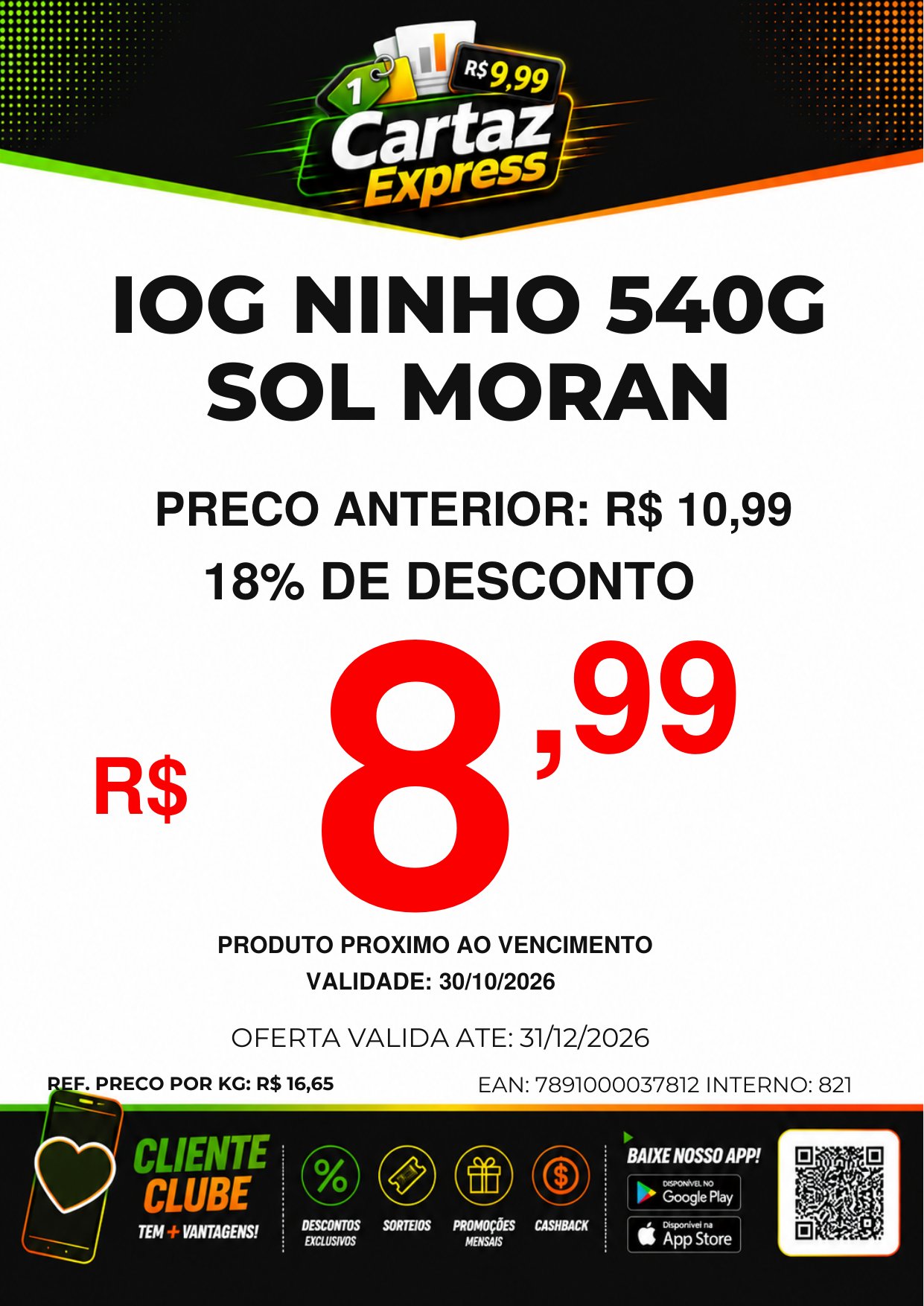Exemplo de cartaz: Validade